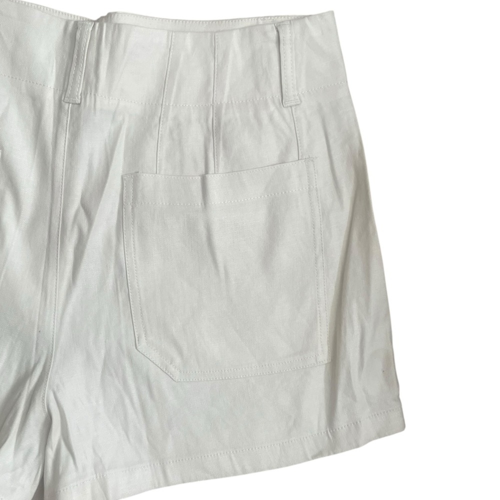 Anthropologie Maeve The Colette Shorts Sz 32 Linen Blend High Rise Chalk White - Picture 6 of 8